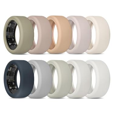 Imagem de Compatível com UltraHuman Ring AIR Cover - Protetor de anel de silicone elástico para malhar (pacote com 10, M para 11-14)