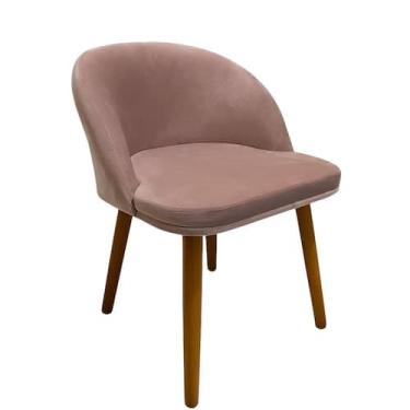 Imagem de Cadeira Pétala Slim Decorativa Tecido Veludo Pés Palito, ROSE