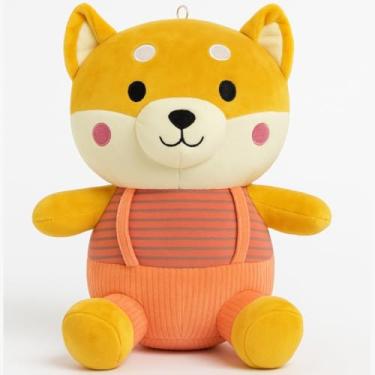 Imagem de Pelúcia Lobo de Jardineira 30cm Aveludado Antialérgico Fofo (LARANJA)