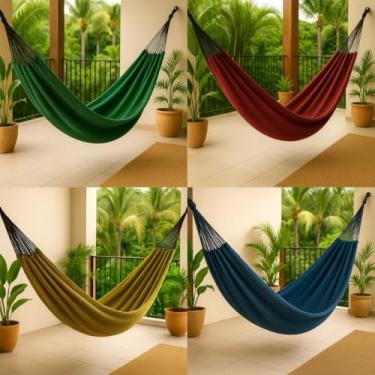 Imagem de Rede de Dormir Casal Algodão Reforçada P/Descanso Em Varanda Quarto(Rede Jeans Preta) (Jeans Preta)