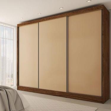 Imagem de Guarda-Roupa Casal Europa 3 Portas 4 Gavetas 100% Mdf Castanho/Nude - 