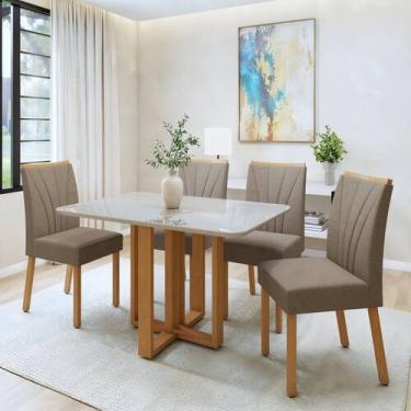 Imagem de Conjunto Sala de Jantar 4 Lugares Retangular Tampo Vidro/MDF Mesa Bold