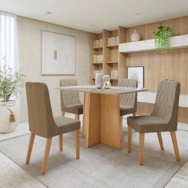 Imagem de Conjunto Sala de Jantar 4 Lugares Retangular Tampo Vidro/MDF Mesa Cele