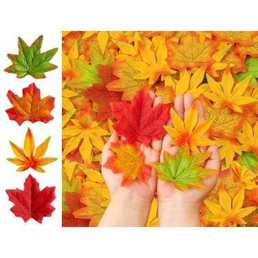 Imagem de NUKAYAI 200 peças de folhas falsas de outono artificial folha de bordo decoração falsa para o dia de Ação de Graças, Dia das Bruxas, casamentos, festas, festivais de outono, eventos, artesanato