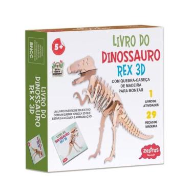 Imagem de Livro Do Dinossauro T-Rex 3D Com Peças De Madeira