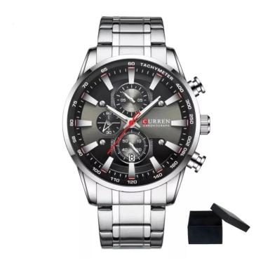 Imagem de Relógio Masculino Curren 8351 Prata/Preto cronógrafo funcional Aço