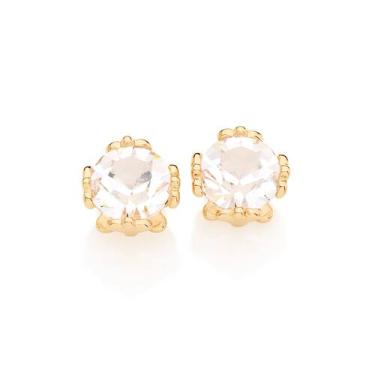 Imagem de Brinco Feminino Rommanel Solitário Banhado a Ouro 18k com Zircônias 52