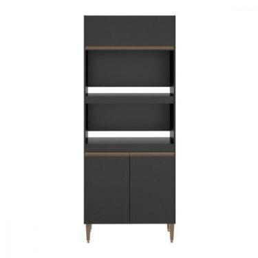 Imagem de Armário Para Forno Microondas 80x202cm 0453 Menu Móveis Preto