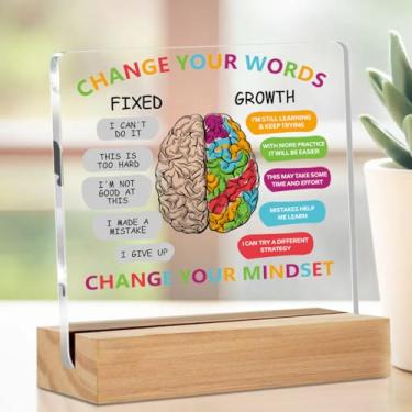 Imagem de Placa acrílica para decoração de sala de aula de escritório de terapia, placa decorativa de mesa transparente educativa com suporte, suprimentos de canto calmo, psicólogo terapeuta, escritório, casa