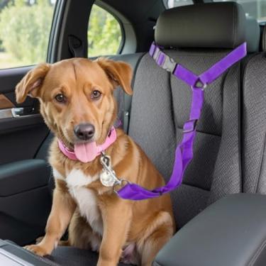 Imagem de Cinto de segurança de cachorro para carro – Cinto de segurança ajustável de nylon para cães, gatos e pequenos animais de estimação, coleira segura para carro para viagens