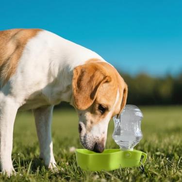 Imagem de Garrafa de água para cães - Garrafa de água portátil para animais de estimação de 250 ml com calha larga e tampa retrátil, fluxo de água rápido, fácil de transportar, verde