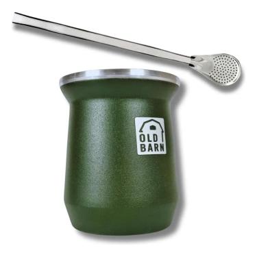 Imagem de 2X Kit Tereré Cuia Parede Dupla Alumínio Old Barn Bomba 19Cm