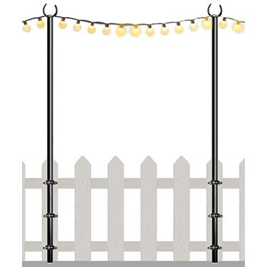 Imagem de Eazielife Varetas de 10 pés para ambientes externos, poste de suporte de iluminação de metal resistente para cerca de baralho trilhos quintal festas de casamento decorações de festa de casamento pacote com 2