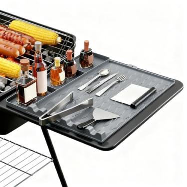 Imagem de Jalopink Tapete de silicone para churrasqueira compatível com Blackstone, 40 x 29 cm, resistente ao calor, tapete de espátula para uso externo, cozinha, acessórios reutilizáveis para chapa (cinza)