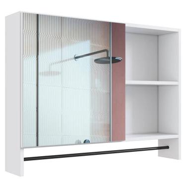 Imagem de Armario Para Banheiro 01 Porta Com Espelho 80cm Branco Proddy