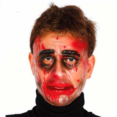 Imagem de Máscara Halloween de Terror Transparente Com Sangue Infantil e Adulto 