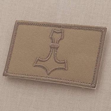 Imagem de Tan Mjolnir 2x3,25 martelo thor coiote nórdico viking moral tático gancho patch militar