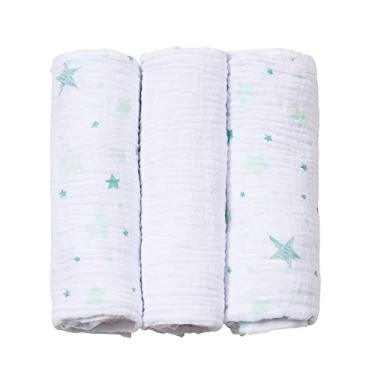 Imagem de Cueiro Soft Estampado, Papi Textil, Verde, 80cmx80cm, Pacote de 3