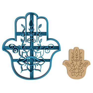 Imagem de Cortador de biscoito de mão Hamsa – Mão de Miriam – Mão de Fátima – Proteção – Poder – Força – Religiosa – Espiritual – Cortador de biscoito (1083) (10 cm)