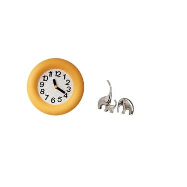 Imagem de Fenteer Relógio de Parede Contemporâneo Silencioso com Figuras de Família de Elefantes em Cerâmica. Relógio Analógico de Madeira Exclusivo com Escultura de An