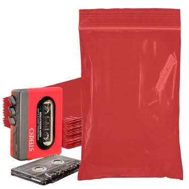 Imagem de PUREVACY Sacos de zíper vermelhos para embalagem, 10 x 15 cm. Pacote com 1000 sacos de plástico. Sacos de plástico recicláveis. Sacos de zíper de polietileno de 2 mm de espessura. Saco reciclável com