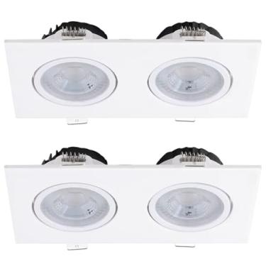 Imagem de Kit 2x Spot Embutir Duplo Face Plana Branco Quadrado LED Integrado 3000K 10W Bivolt