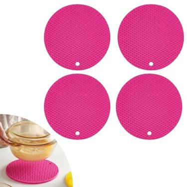 Imagem de Descanso de Panela Silicone Suporte Apoio Protetor Mesa Redondo Silicone Flexível 17cm (Pink, 4 Peças)