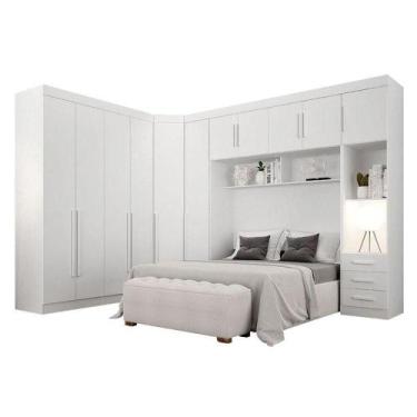 Imagem de Quarto De Casal Modulado 11 Portas Orion Branco - Leifer Móveis - LEIF