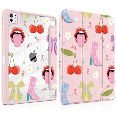 Imagem de Yebiseven Capa para iPad Pro de 11 polegadas (M5 2025 M4 2024) – [Suporte de lápis embutido], à prova de choque e elegante, parte traseira rígida transparente + borda de TPU macio, suporte magnético