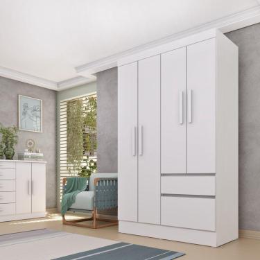 Imagem de Roupeiro Oregon 4 Portas E 2 Gavetas Tcil Neve