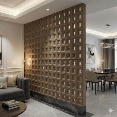 Imagem de Kit 2 Divisória de ambiente Pedra Leve Cobogó Decorativo 120cm X 60cm 