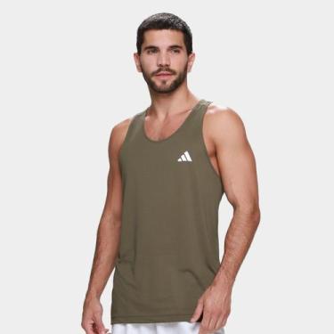 Imagem de Regata Adidas Own The Run 3 Listras Masculina, Verde, P