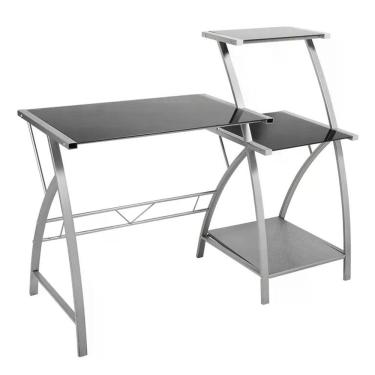 Imagem de Mesa Escritório Vidrio com Rep 123x52x101 Preta Just Home Collection