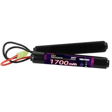 Imagem de EMEPOVGY Bateria NiMH Airsoft 9,6V 1700mAh recarregável Nunchuck Stick Pacote de bateria com mini plugue TMY para rifle Air Soft Gun