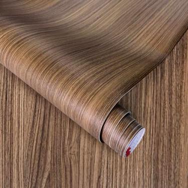 Imagem de ANT Papel de parede autoadesivo de grão de madeira, papel de parede autoadesivo para gaveta de bancada, prateleira, armário, fácil de limpar (nogueira 3,15 x 1,016 cm)