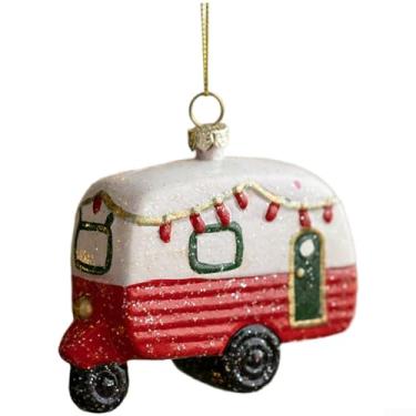 Imagem de Conjunto de enfeites de PVC pintado à mão de Natal com guirlanda de bengala doce e caixa de correio, decorações festivas de Natal para árvore ou casa em vermelho 8 x 4 x 9,5 cm