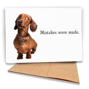 Imagem de Fava Bean Productions Cartão de desculpas Dachshund I'm Sorry (Mistakes Were Made) - Sorry From the Dog (1 cartão premium com mensagem engraçada dentro) - 532
