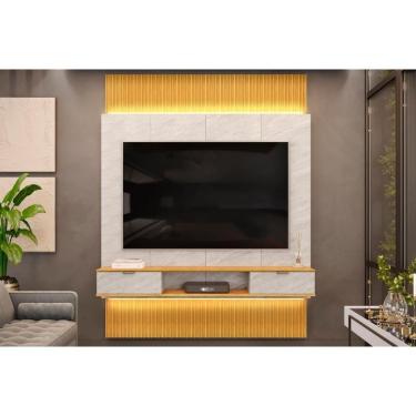 Imagem de Home P- Tv Até 75 Polegadas Hit 1900 Extensível 100% Mdf C- Led De 240 A 290cm Cedro-quartzo - Dj Móveis