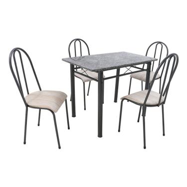 Imagem de Conjunto de Mesa com 4 Cadeiras Genebra Preto e Nature