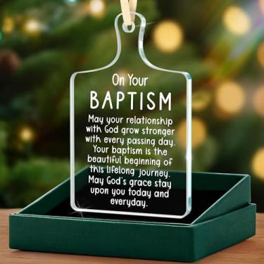 Imagem de Ornamento de batismo – Decoração de árvore de Natal religiosa, presente de lembrança cristã para celebração da fé, ornamento espiritual para família, amigos, igreja, férias, decoração de casa 2025