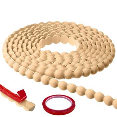 Imagem de Acabamento de parede com contas de pérolas flexíveis de 10 pés/15 mm, borda decorativa de PVC para moldura de espelho de banheiro, backsplash, teto, armário, parede de TV – Decoração autoadesiva de