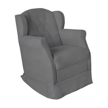 Imagem de Poltrona Amamentação Cadeira Reforçada Balanço Lile Suede cinza
