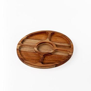 Imagem de Petisqueira Redonda De Madeira Teca Com 5 Divisões - Stolf