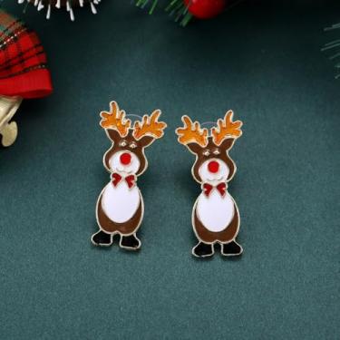 Imagem de Brincos de Natal para mulheres, brincos de Papai Noel, roupas de Natal, acessórios de bijuteria, 2inch, Cobre, Sem pedra preciosa