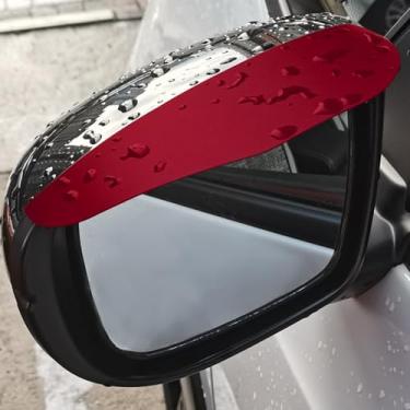 Imagem de 2 peças de protetores de chuva retrovisores laterais, sobrancelha de viseira de chuva espelhada, protetores de viseira à prova d'água para espelhos laterais de carro, protetor universal para viseira