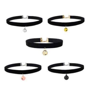 Imagem de JczR.Y Colar gargantilha com sino de Natal, preto, vermelho, veludo, para mulheres, feliz Natal, laço, sino, pingente, Natal, dia dos namorados, cosplay, joias, presentes, 4 peças/conjunto, Veludo