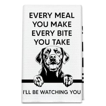 Imagem de Toalha de cozinha para cães Labrador Retriever, presentes engraçados para donos de amantes de cães, panos de prato decorativos de tecido waffle para cães, toalhas de mão decorativas de labrador