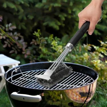 Imagem de Escova de grelha de arame para churrasqueira para churrasqueira ao ar livre, escova de limpeza de grelha de 26 cm, acessórios para churrasqueira, ajuste universal, acessórios de limpeza de churrasco