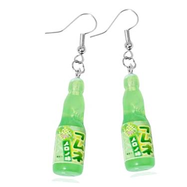 Imagem de Brincos pop coreanos fofos simulação 3D garrafa de refrigerante brincos pendentes de festa para mulheres amantes de música presentes, Zinco Resina, Sem pedra preciosa