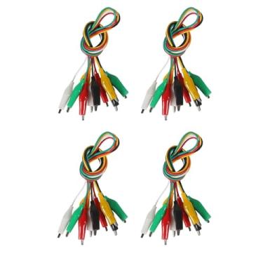 Imagem de 40 peças de clipes de jacaré elétricos, pontas de teste de 5 cores com sondas de teste, cabo de fios jumper de crocodilo com clipes jacaré para conexão de circuito elétrico, experimentos escolares DIY